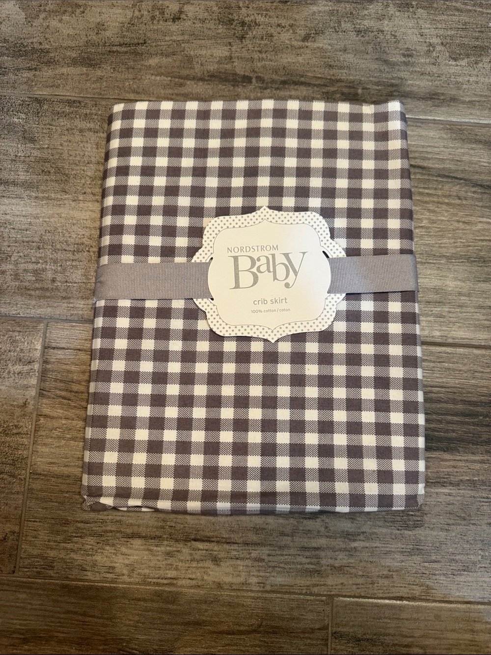 Nordstrom Baby Gray and White Gingham Crib Skirt